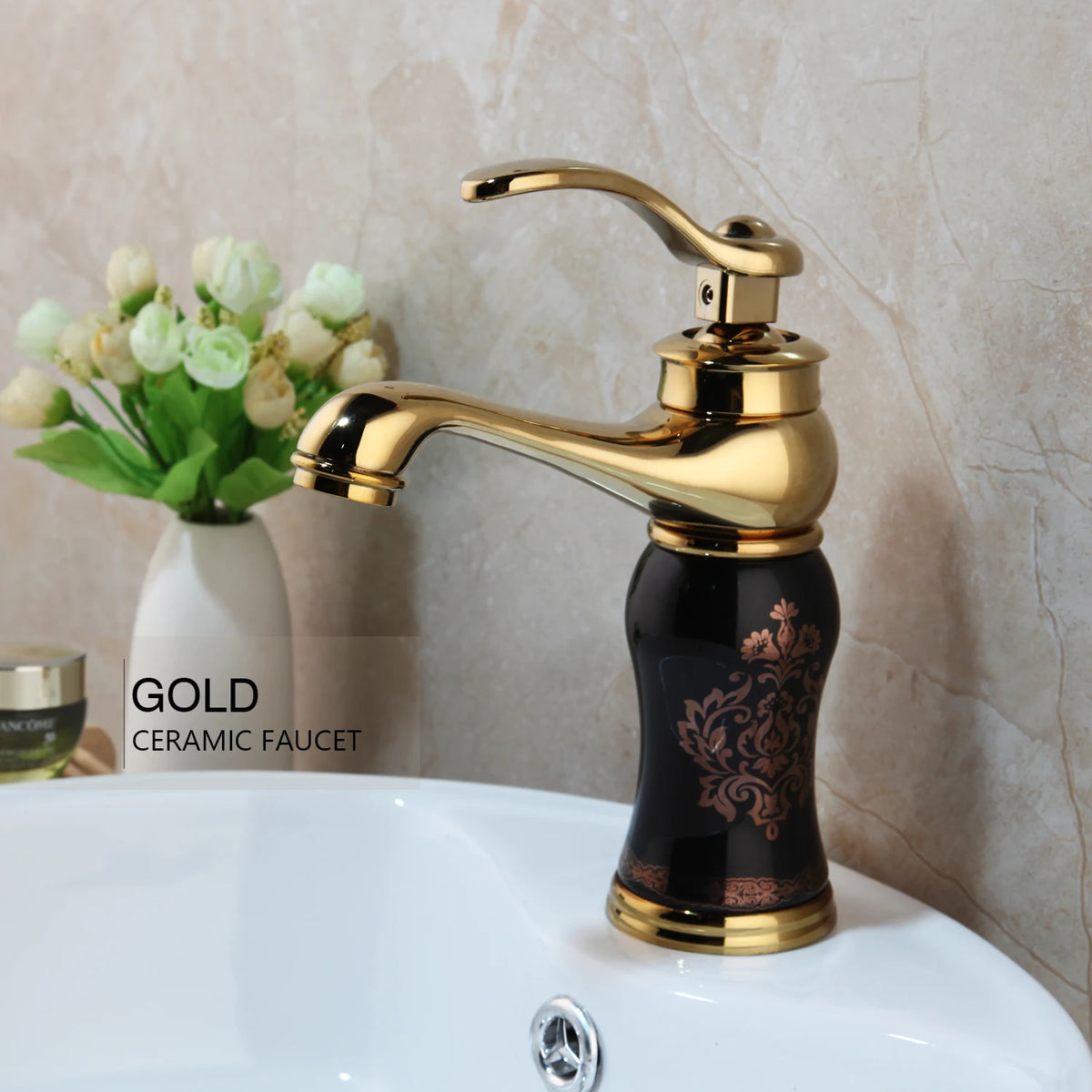 MC  Gold Polished Counter Top Bathroom Faucet