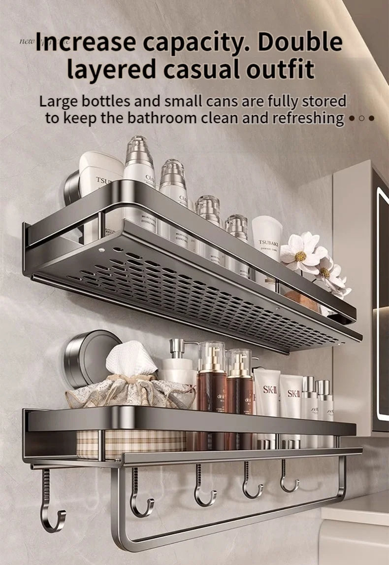 Non-Drill Bathroom Suction Cup Shelves for Washbasin and Vanity Storage - https://mohammadcollection.com
