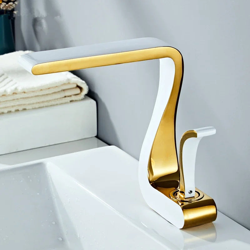 Luxury White Gold Bathroom Mixer Tap Brass Wash Basin Faucet Hot and Cold Water Sink Retro Faucet  Single Hole Faucet Bathroom - https://mohammadcollection.com