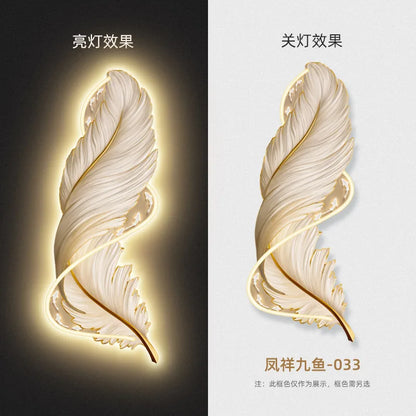 led with light porch vertical version luminous feather mural light luxury high-end living room decorative painting sofa backgrou - https://mohammadcollection.com