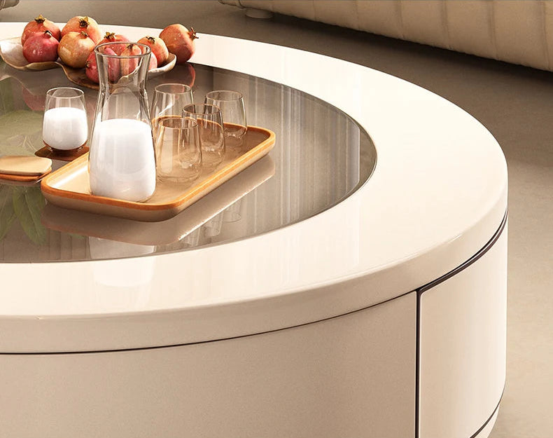 Minimalist Nordic luxury design coffee table by MC THE BLACK DIAMOND, featuring sleek aesthetic and modern storage functionality.
