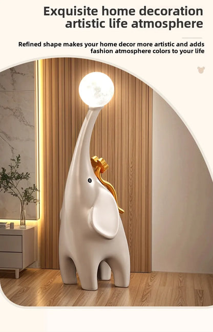 Modern MC THE BLACK DIAMOND elephant sculpture for home decor, creative animal statue for living room or gift.