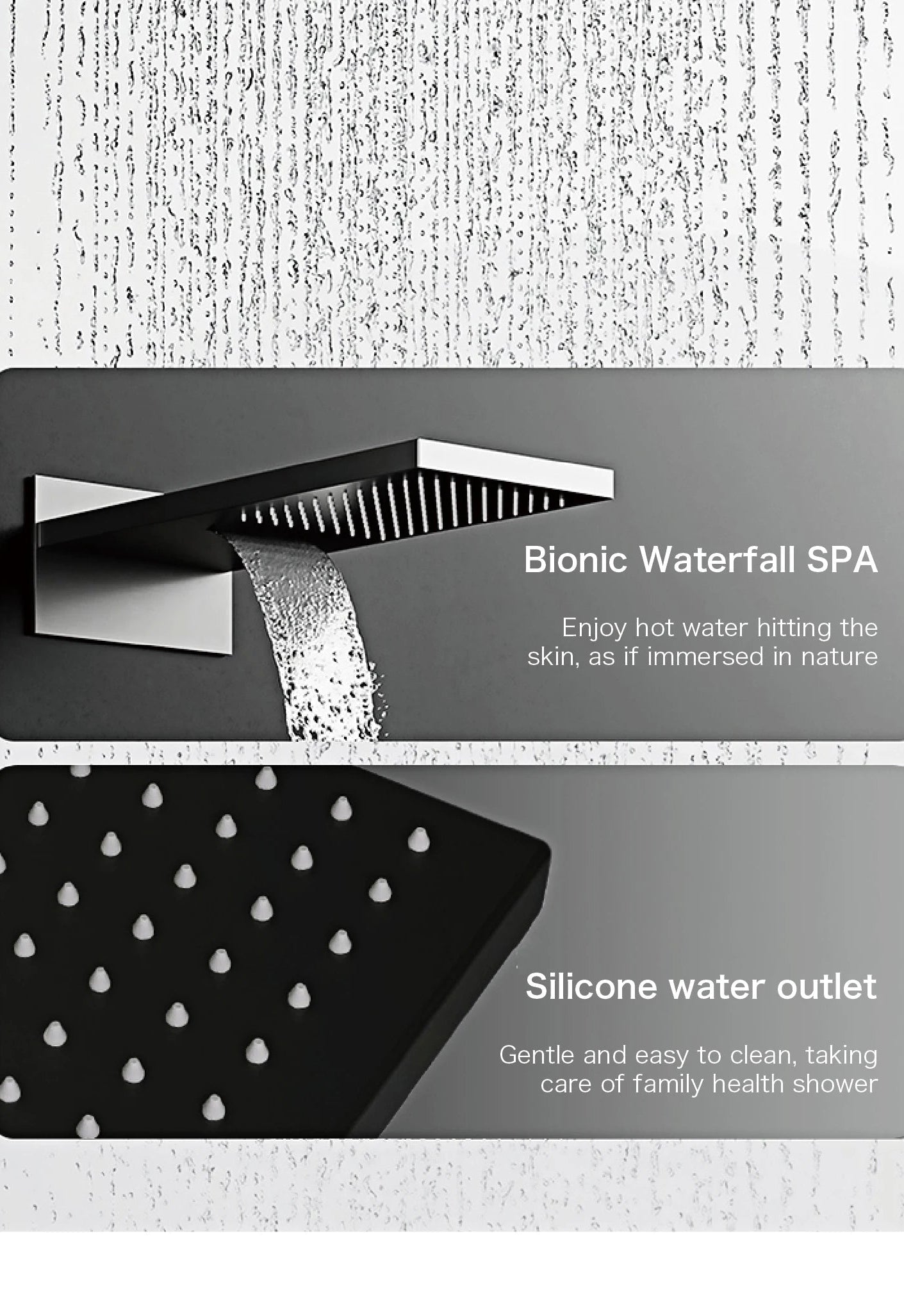 Luxury black MC THE BLACK DIAMOND shower system with wall-mounted design, LED digital display, dual hot and cold control for modern bathrooms.