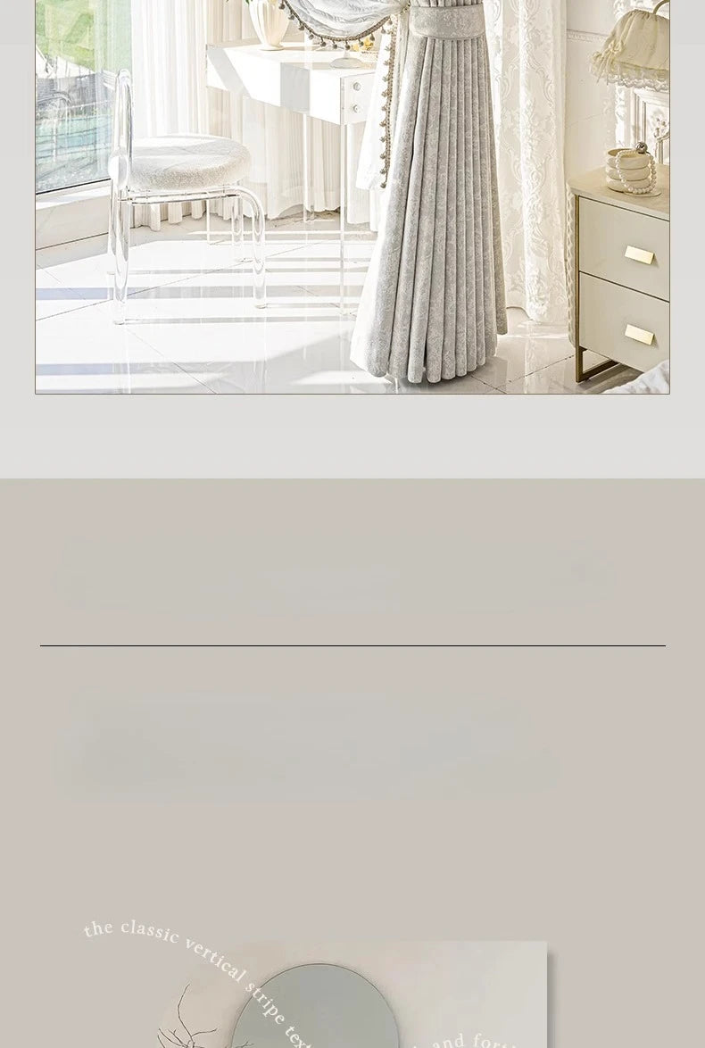 New Relief Jacquard Beige Chenille Curtains for Living Rooms Bedrooms Balconies Villas Custom Window Screens Valance - https://mohammadcollection.com