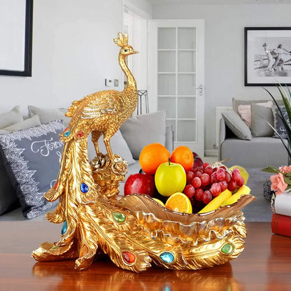European Style Peacock Fruit Candy Plate Home Living Room Dim Sum Dry Fruit Plate Desktop Creative Storage Decoration Snack Tray - https://mohammadcollection.com