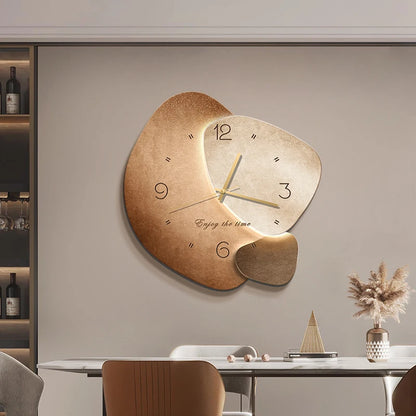 Modern MC THE BLACK DIAMOND wall clock with silent movement, digital display, and artistic stone design for living and dining rooms.