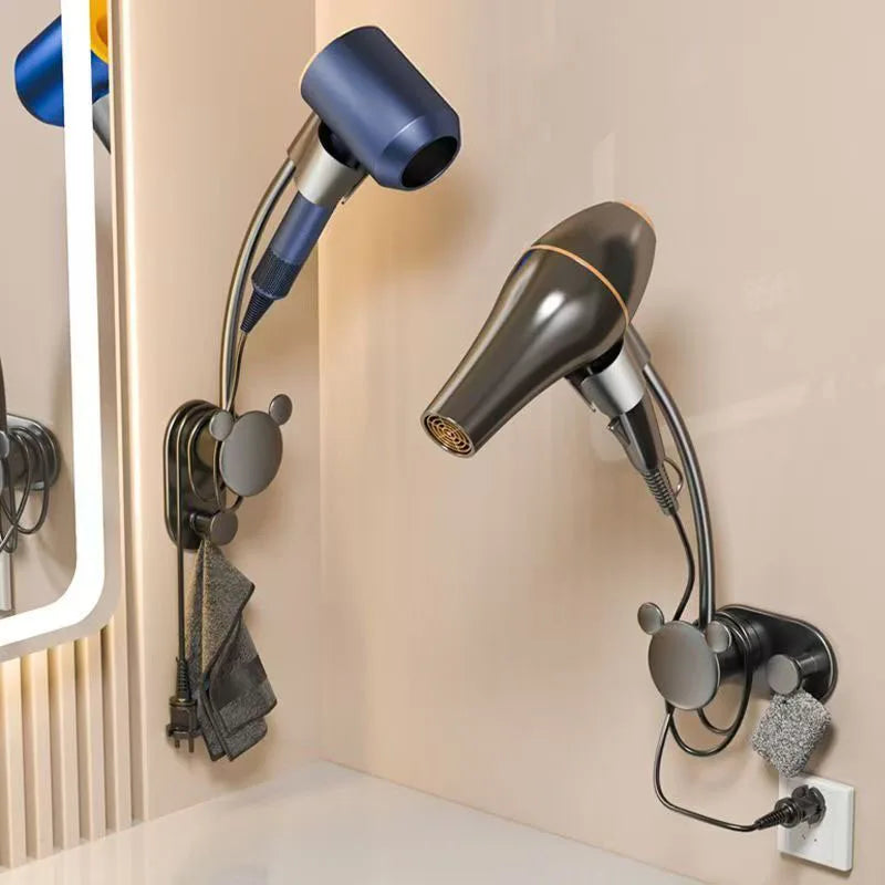 Hair Dryer Holder Bathroom Shelf Without Drilling Adjustable Wall Hanging Free Of Hands Universal Storage Rack Bathroom Shelf - https://mohammadcollection.com