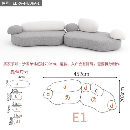 Creative Sofa Light Luxury Italian Pebble Fabric Compression Sofa Special-shaped Living Room New Sponge Rock Sofa Bed - https://mohammadcollection.com