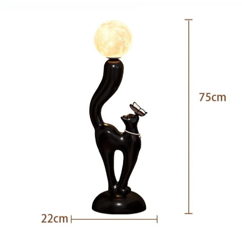 Creative Cat Statue Floor Decoration Nordic Retro Home Soft Decor Living Room Sofa Bedroom Bedside Atmosphere Luminous Ornament - 𝕄𝕮 𝕋𝕙𝕖 𝔹𝕝𝕒𝕔𝕜 𝔻𝕚𝕒𝕞𝕠𝕟𝕕