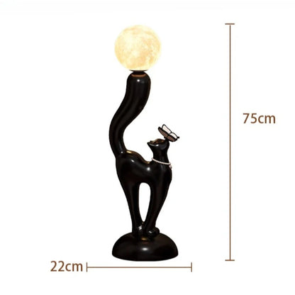 Creative Cat Statue Floor Decoration Nordic Retro Home Soft Decor Living Room Sofa Bedroom Bedside Atmosphere Luminous Ornament - 𝕄𝕮 𝕋𝕙𝕖 𝔹𝕝𝕒𝕔𝕜 𝔻𝕚𝕒𝕞𝕠𝕟𝕕