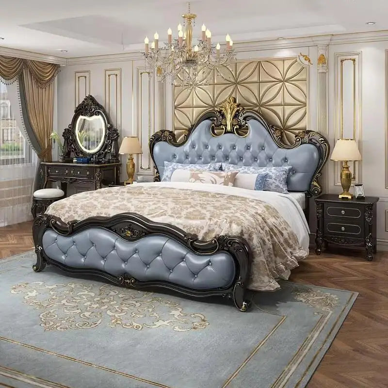 Modern Bedroom Set Home Furniture French Style Solid Wood Bed Luxury Bed Frame King Size Beds - https://mohammadcollection.com