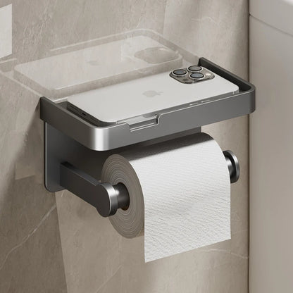 Aluminum Alloy Paper Holder Wall-Mounted Toilet Roll Paper Holder No Drilling Bathroom Kitchen Paper Holder - https://mohammadcollection.com