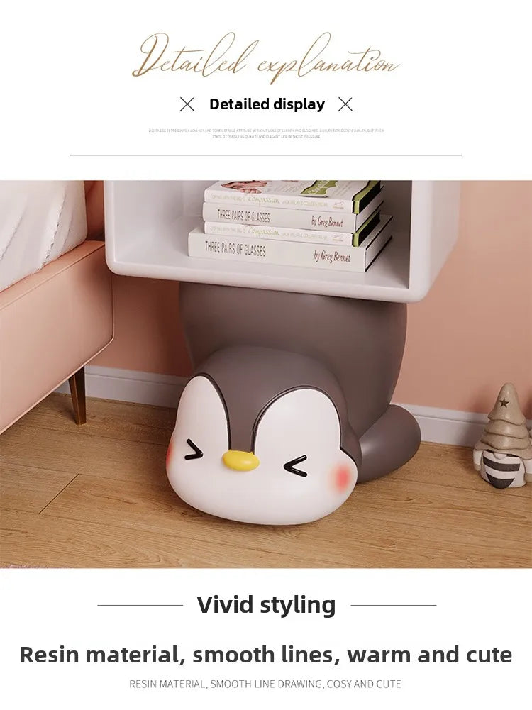 Cute penguin-themed bedside table by MC THE BLACK DIAMOND, small children&