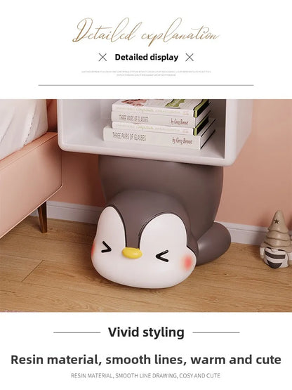 Cute penguin-themed bedside table by MC THE BLACK DIAMOND, small children&