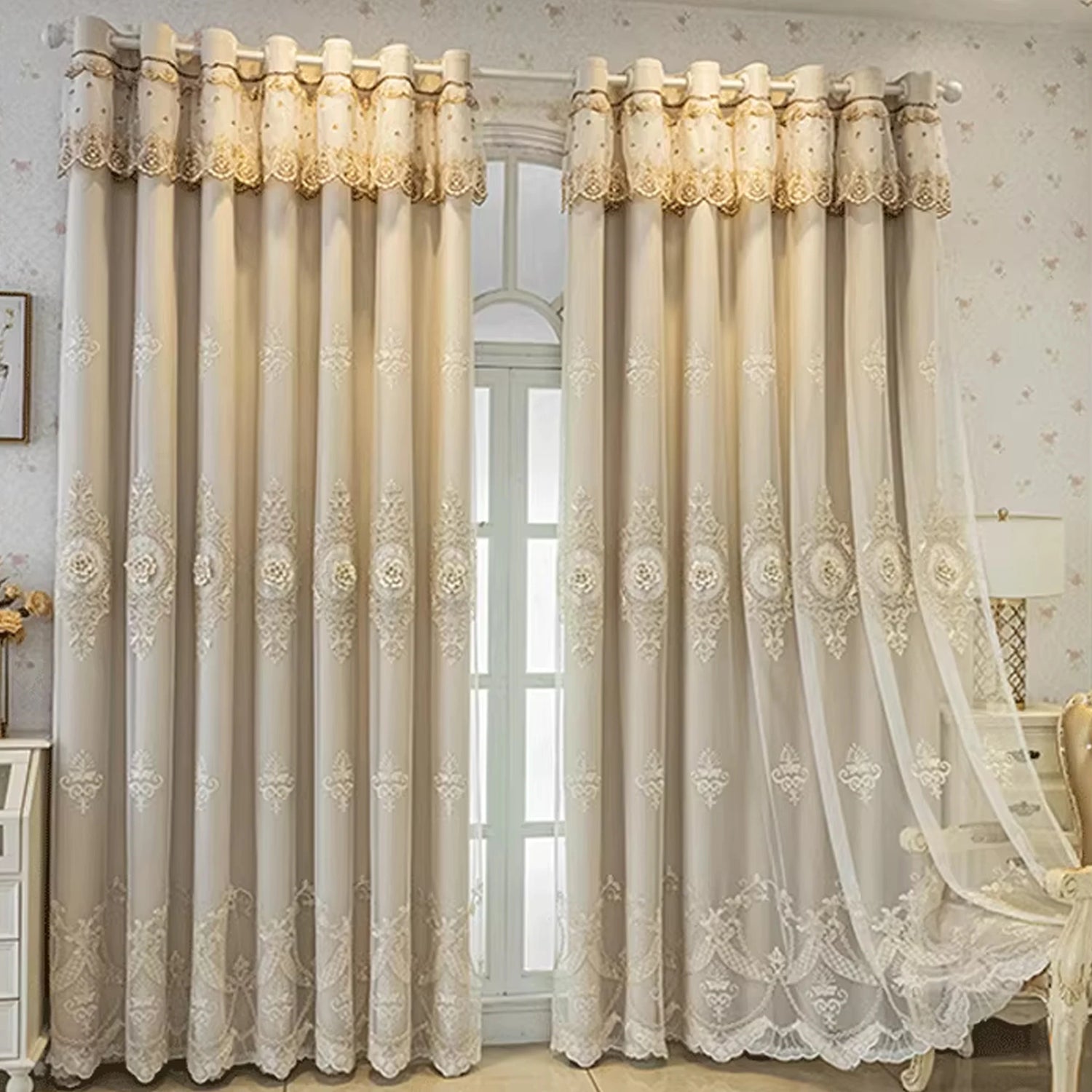Pink Chenille European Thickened Curtains High-end Embroidered Relief Three-dimensional Blackout Curtains Finished Products - https://mohammadcollection.com