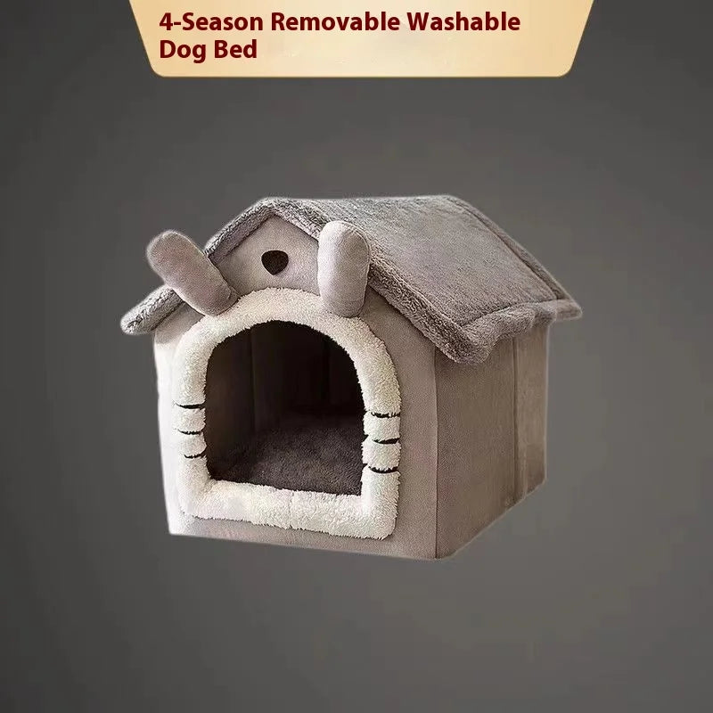 MC THE BLACK DIAMOND all season dog house style bed with removable washable cover, cozy pet cave for small dogs and cats
