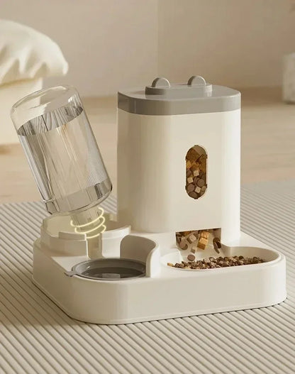Automatic pet feeder and water fountain by MC THE BLACK DIAMOND with large capacity food storage for dogs and cats.