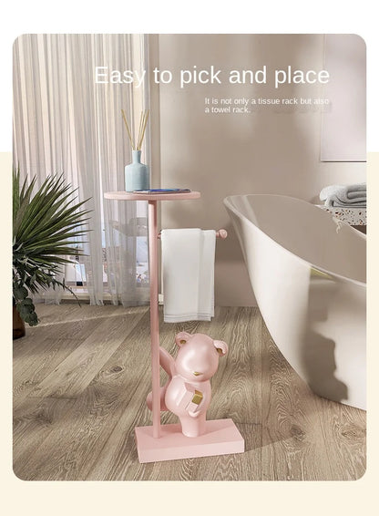 Nordic simple household decoration Bear figurine toilet roll paper rack floor decoration storage rack beside bathroom toilet - 𝕄𝕮 𝕋𝕙𝕖 𝔹𝕝𝕒𝕔𝕜 𝔻𝕚𝕒𝕞𝕠𝕟𝕕