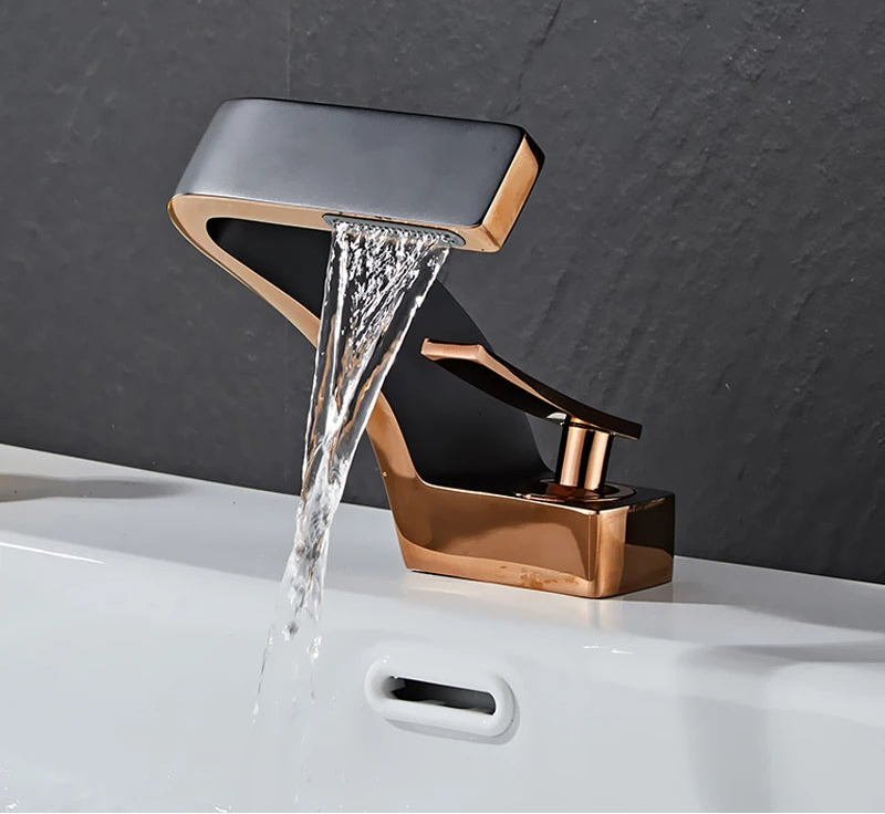 TOLM Brass Black Gold Basin Faucet Bathroom Sink Faucets Hot Cold Water Mixer Crane Deck Mounted Single Handle Hole Bath Kitchen - https://mohammadcollection.com