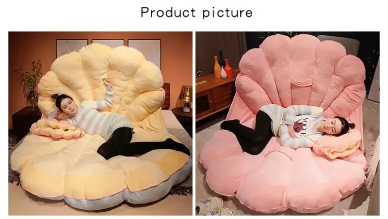 Large Clamshell Plush Cushion Giant Shuck Plush Pillow Seashell Sofa Decorative Stuffed Pillow Sleeping Backrest Floor Cushion