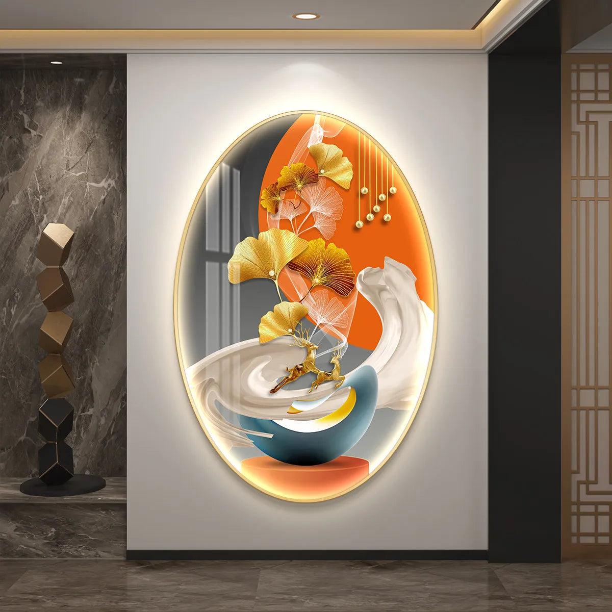Light Luxury Wall Art Nine Fish Picture Entrance Wall Decor Aesthetic High End Living Room Corridor Luminous LED Light Painting - 𝕄𝕮 𝕋𝕙𝕖 𝔹𝕝𝕒𝕔𝕜 𝔻𝕚𝕒𝕞𝕠𝕟𝕕