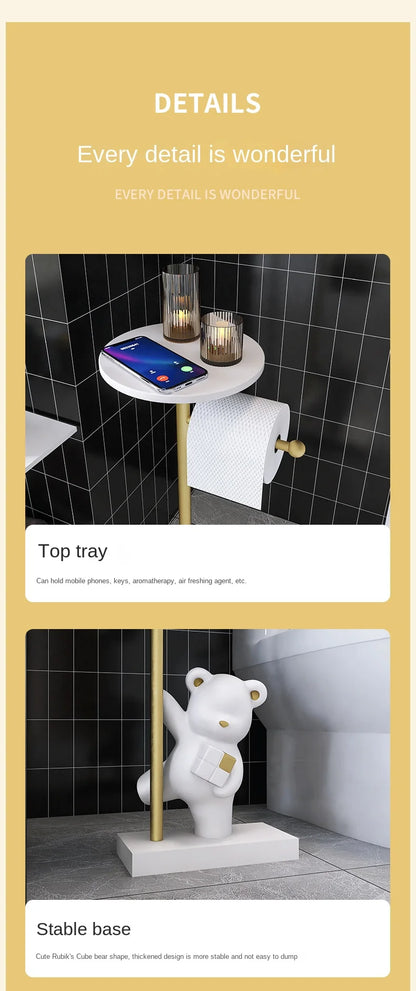Nordic simple household decoration Bear figurine toilet roll paper rack floor decoration storage rack beside bathroom toilet - 𝕄𝕮 𝕋𝕙𝕖 𝔹𝕝𝕒𝕔𝕜 𝔻𝕚𝕒𝕞𝕠𝕟𝕕