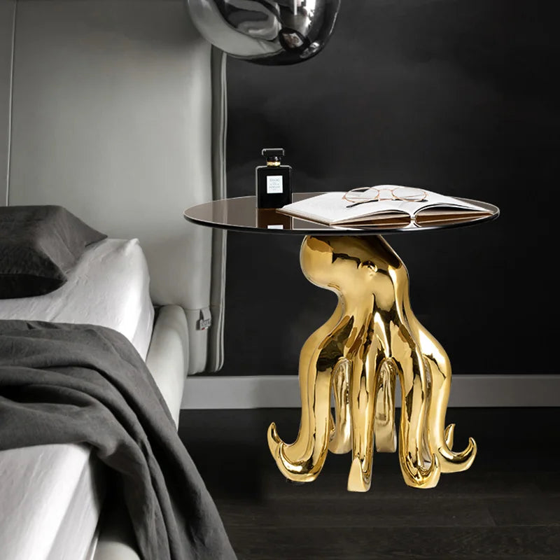 Creative Coffee Table Octopus Gorilla Glass Table Design Light Luxury Living Room Sofa Side Table Tea Table Home Decor Furniture - https://mohammadcollection.com