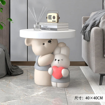 Cream Style Home Decor Parent-child Bear Statue Coffee Table Creative Livingroom Sofa Side Table Bedroom Bedside Table Furniture - 𝕄𝕮 𝕋𝕙𝕖 𝔹𝕝𝕒𝕔𝕜 𝔻𝕚𝕒𝕞𝕠𝕟𝕕