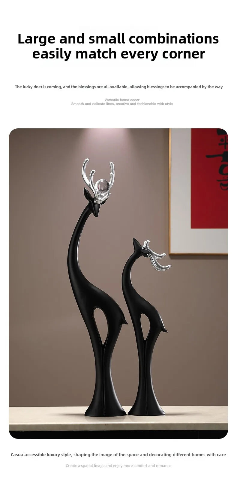 Modern Simple Home Decor Couple Deer Figurine Ornament Light Luxury Living Room TV Cabinet Entrance Desk Decoration Wedding Gift - 𝕄𝕮 𝕋𝕙𝕖 𝔹𝕝𝕒𝕔𝕜 𝔻𝕚𝕒𝕞𝕠𝕟𝕕