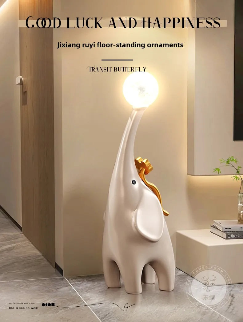 Modern MC THE BLACK DIAMOND elephant sculpture for home decor, high-end creative floor statue for living room or gift display.