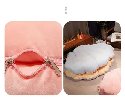 Large Clamshell Plush Cushion Giant Shuck Plush Pillow Seashell Sofa Decorative Stuffed Pillow Sleeping Backrest Floor Cushion