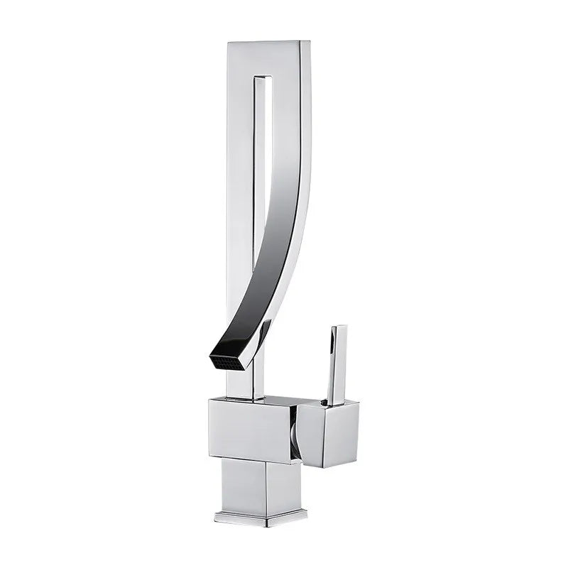 MC THE BLACK DIAMOND brass square bathroom basin faucet for bath sinks, modern and sleek design with polished finish.