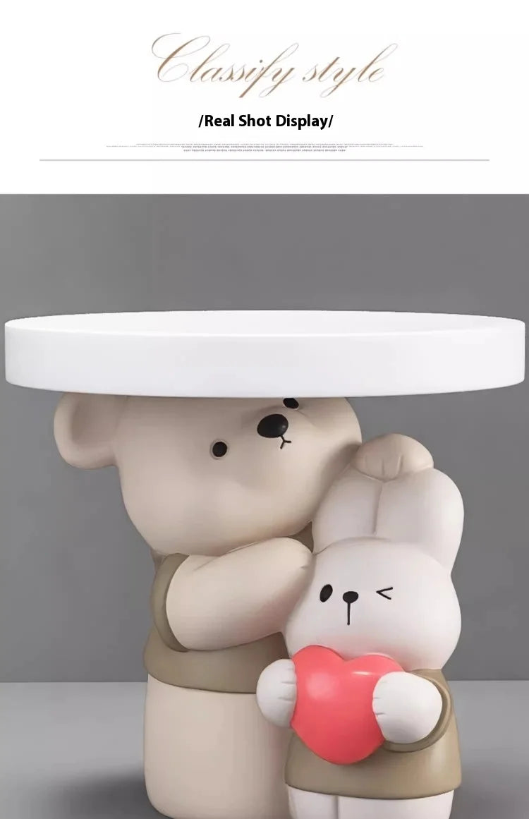 Cream Style Home Decor Parent-child Bear Statue Coffee Table Creative Livingroom Sofa Side Table Bedroom Bedside Table Furniture - 𝕄𝕮 𝕋𝕙𝕖 𝔹𝕝𝕒𝕔𝕜 𝔻𝕚𝕒𝕞𝕠𝕟𝕕