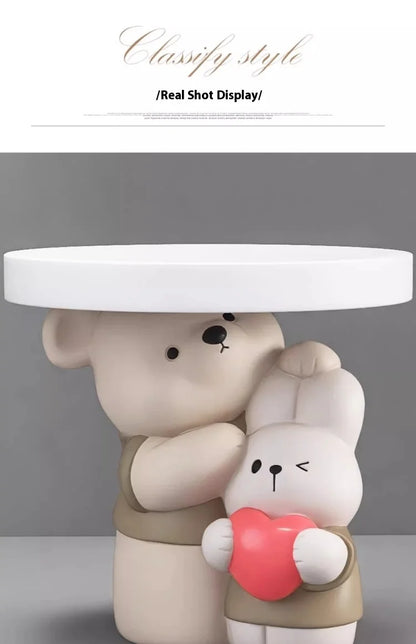 Cream Style Home Decor Parent-child Bear Statue Coffee Table Creative Livingroom Sofa Side Table Bedroom Bedside Table Furniture - 𝕄𝕮 𝕋𝕙𝕖 𝔹𝕝𝕒𝕔𝕜 𝔻𝕚𝕒𝕞𝕠𝕟𝕕