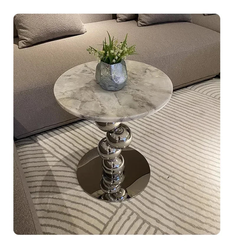 Simple High-end Round Coffee Table Nordic Style Natural Marble Sofa Side Table Designer Light Luxury Living Room Table - https://mohammadcollection.com