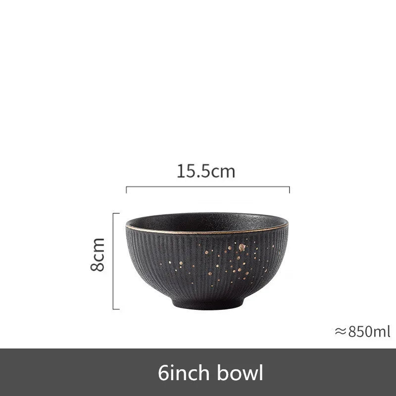 Black porcelain dinner plate with gilt rim from 𝕄𝕔 𝕋𝕙𝕖 𝔹𝕝𝕒𝕔𝕜 𝔻𝕚𝕒𝕞𝕠𝕟