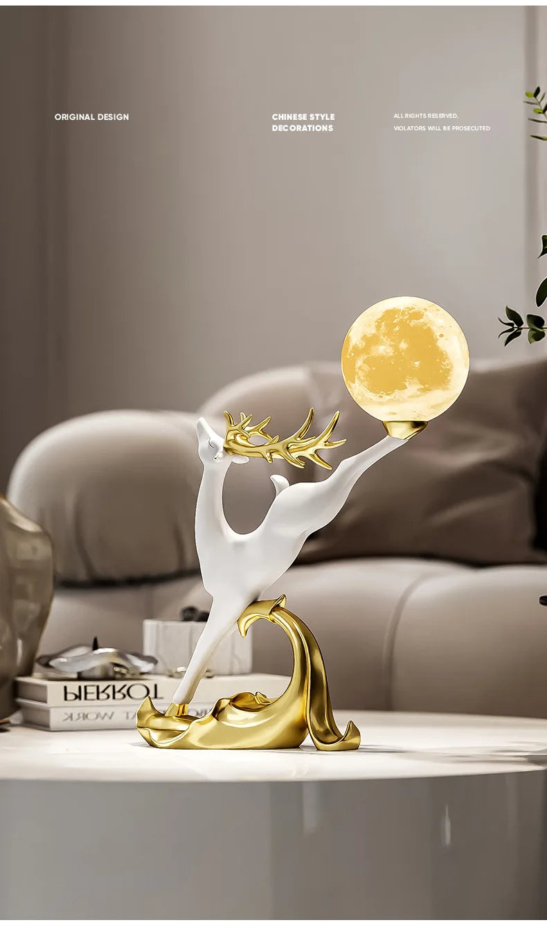 Nordic Luxury Home Decor Deer Figurine Ornament Living Room TV Cabinet Wine Cabinet Office Desk Decoration Housewarming Gift - 𝕄𝕮 𝕋𝕙𝕖 𝔹𝕝𝕒𝕔𝕜 𝔻𝕚𝕒𝕞𝕠𝕟𝕕