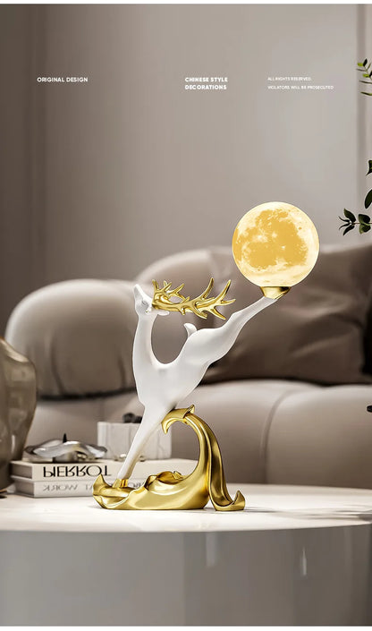 Nordic Luxury Home Decor Deer Figurine Ornament Living Room TV Cabinet Wine Cabinet Office Desk Decoration Housewarming Gift - 𝕄𝕮 𝕋𝕙𝕖 𝔹𝕝𝕒𝕔𝕜 𝔻𝕚𝕒𝕞𝕠𝕟𝕕
