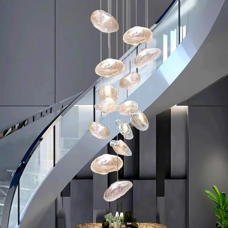MC THE BLACK DIAMOND stair chandelier pendant light for Nordic living room and bedroom home decor, modern design with multiple bulbs