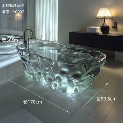 Y Transparent bathtub AI concept couple freestanding crystal corrugated resin bathtub - https://mohammadcollection.com