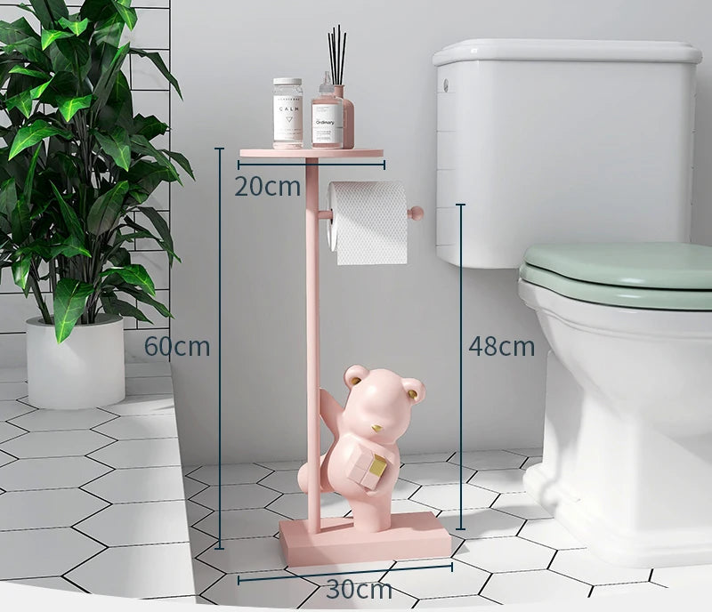 Nordic simple household decoration Bear figurine toilet roll paper rack floor decoration storage rack beside bathroom toilet - 𝕄𝕮 𝕋𝕙𝕖 𝔹𝕝𝕒𝕔𝕜 𝔻𝕚𝕒𝕞𝕠𝕟𝕕