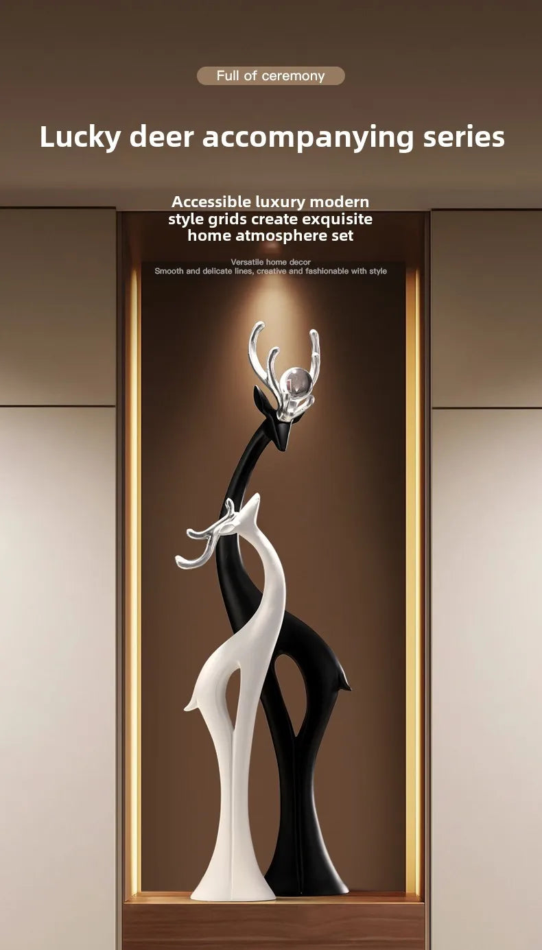 Modern Simple Home Decor Couple Deer Figurine Ornament Light Luxury Living Room TV Cabinet Entrance Desk Decoration Wedding Gift - 𝕄𝕮 𝕋𝕙𝕖 𝔹𝕝𝕒𝕔𝕜 𝔻𝕚𝕒𝕞𝕠𝕟𝕕