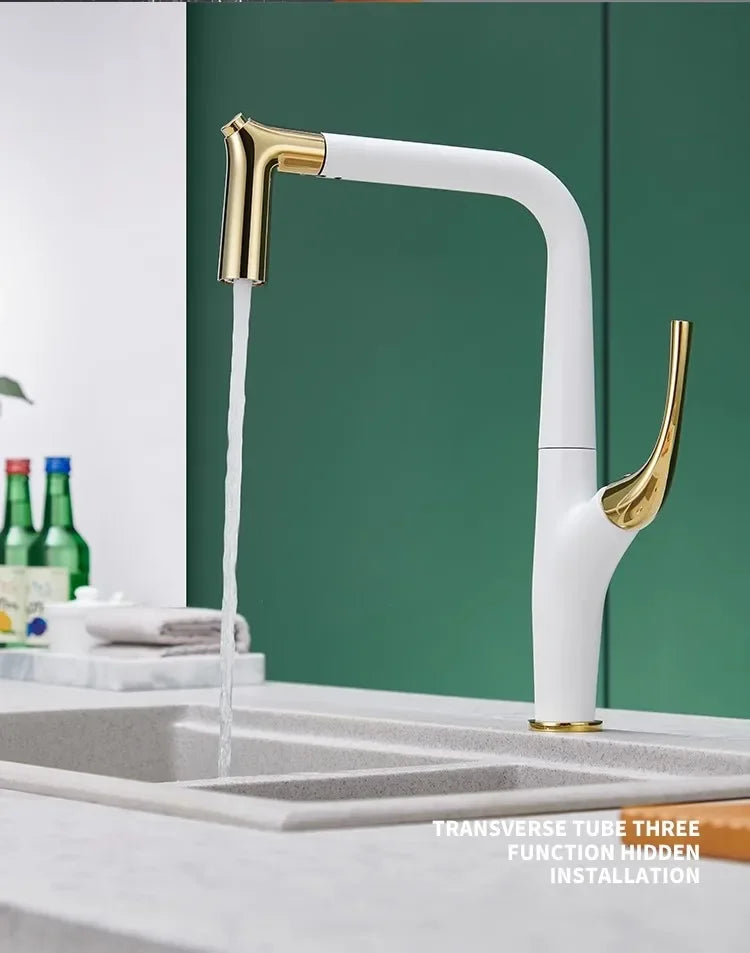 Black brass kitchen pull-out water filter tap with 3-way deck-mounted faucet from 𝕄𝕔 𝕋𝕙𝕖 𝔹𝕝𝕒𝕔𝕜 𝔻𝕚𝕒�