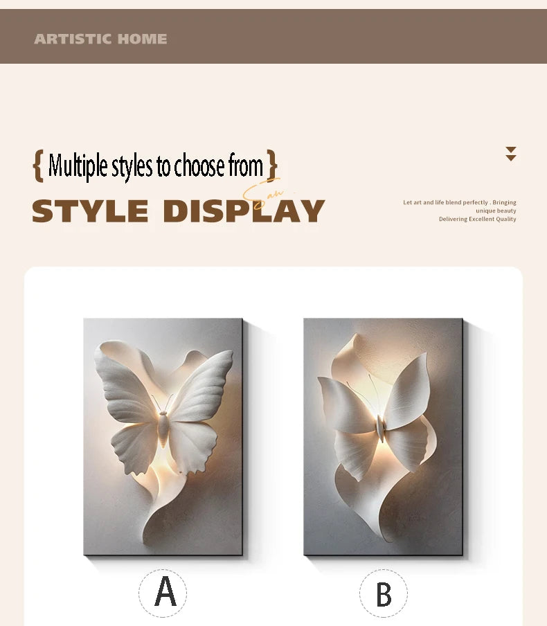 Premium Butterfly wall light fixture by MC THE BLACK DIAMOND, decorative living room floor decoration with elegant butterfly design.