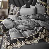 European ice rayon bed skirt from MC THE BLACK DIAMOND, part of the summer bedding set, with a soft, elegant design for home decor.