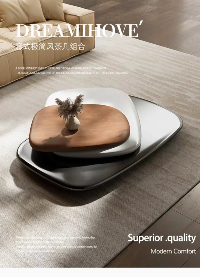 Modern rotating coffee table by MC THE BLACK DIAMOND featuring a minimalist Italian design and creative floating style for large apartments.