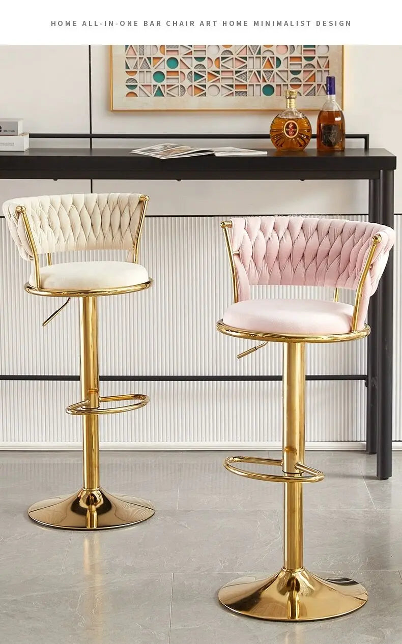 Rotating Lifting Bar Chair, High Foot Stool, Nordic Furniture, Backrest, Velvet Bar Stool, Bar Stools For Kitchen, Counter Stool - 𝕄𝕮 𝕋𝕙𝕖 𝔹𝕝𝕒𝕔𝕜 𝔻𝕚𝕒𝕞𝕠𝕟𝕕