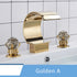 MC THE BLACK DIAMOND Shinesia luxury gold bathroom basin faucet with dual handles, waterfall spout, hot and cold water mixer for vessel sinks