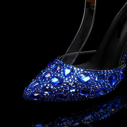 Bling Luxury Handmade Full Rhinestones Women Pumps Fashion Diamonds Crystal Pendant Banquet High heels Party Prom Wedding Shoes - https://mohammadcollection.com