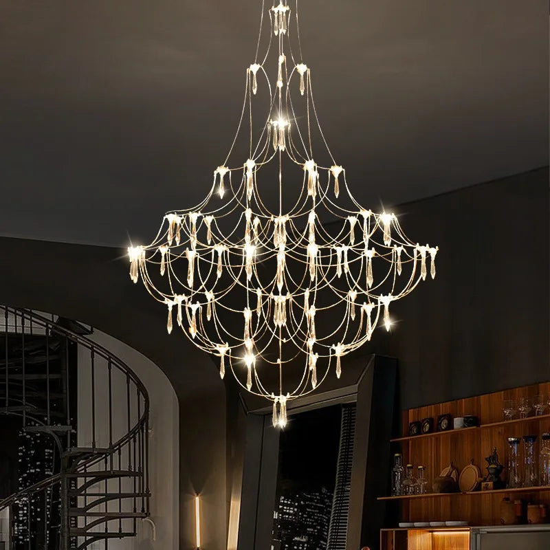 Deluxe Crystal Lamp Deluxe Star Lamp Firefly Pendant Lamp Modern Led Living Room Lamp Room Villa Designer Creative Lighting - https://mohammadcollection.com